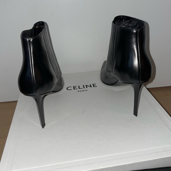 Celine Sharp Leather Bootie Women's Black 38.5/8.5 - Picture 2 of 8